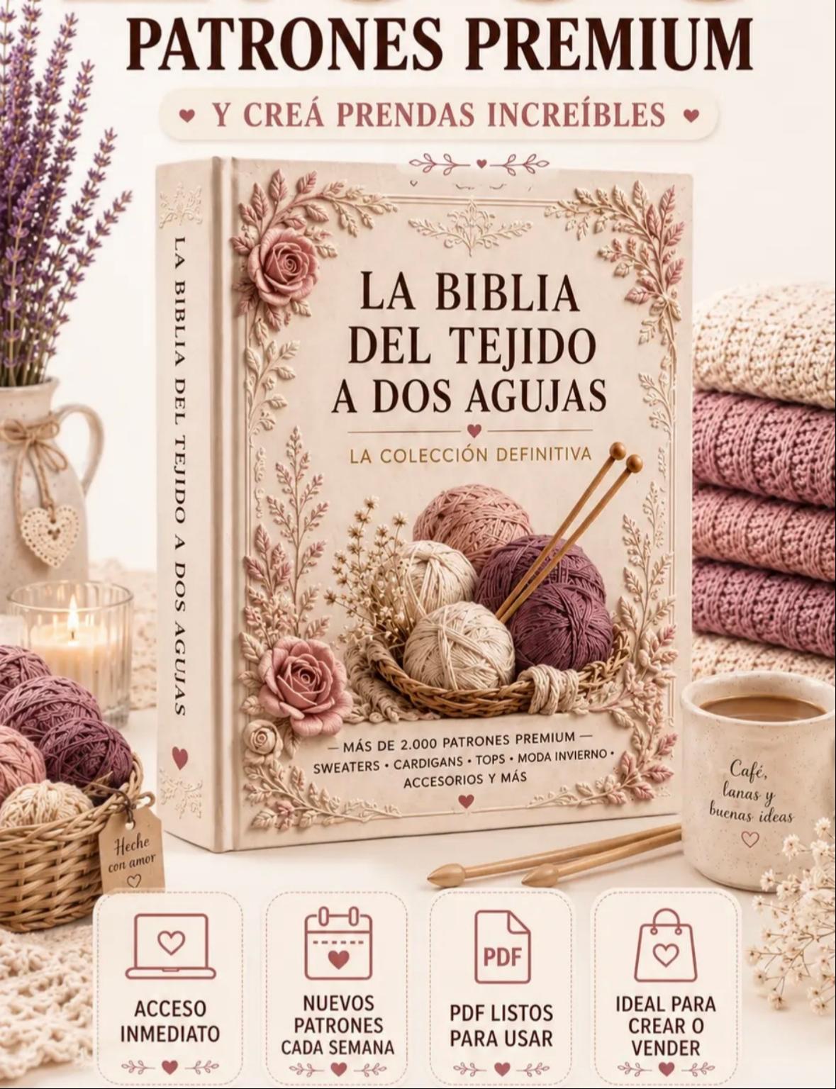 La Biblia del Tejido a dos agujas: crea piezas increíbles +2000 patrones premiun