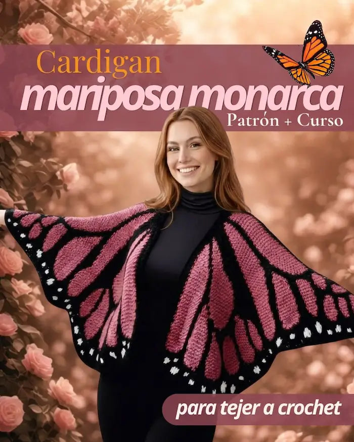 Viral: Patron+curso Cardigan Mariposa crochet (4 Bonos incluidos)